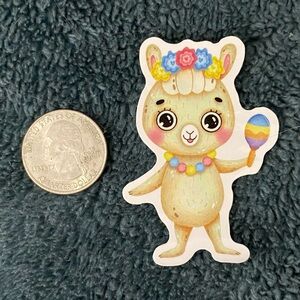 10/$10 Stickers - Cartoon Llama with Maraca, Floral Headband & Beaded Necklace